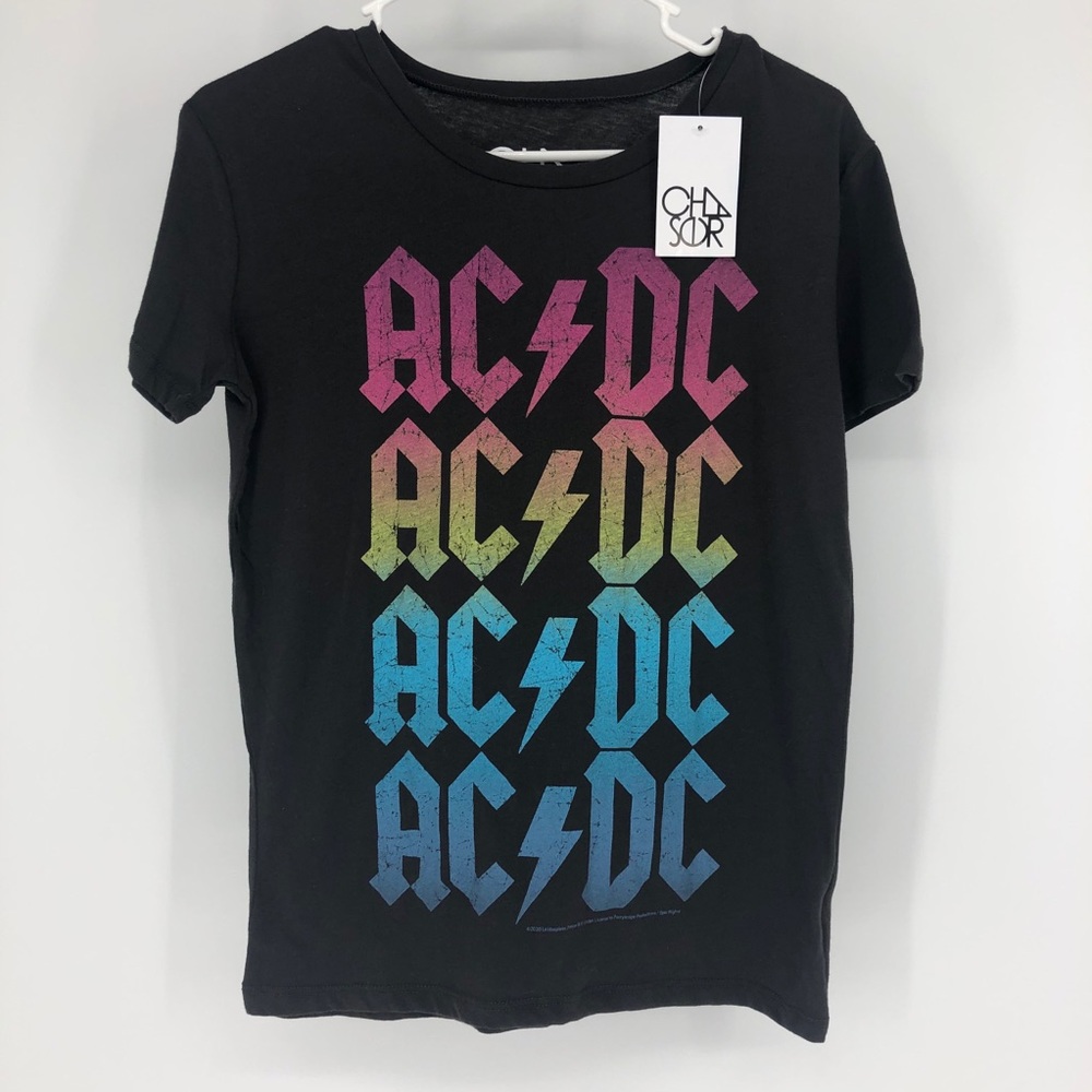 CHASER NWT AC/DC BAND TEE GRAPHIC T-SHIRT RAINBOW - Picture 2 of 7
